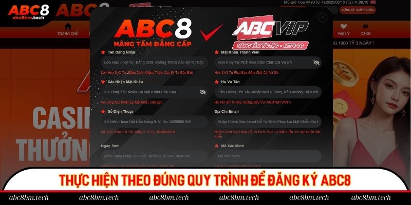 Thực hiện theo đúng quy trình để đăng ký ABC8 nhanh chóng và an toàn